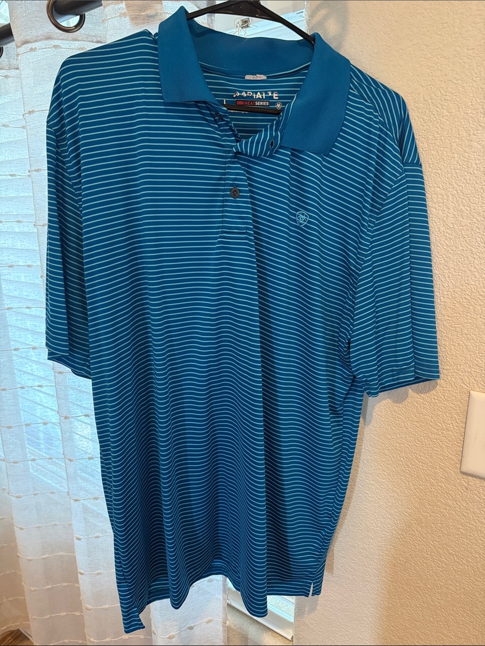 Ariat Men’s Teal Blue Thin-Striped Polo